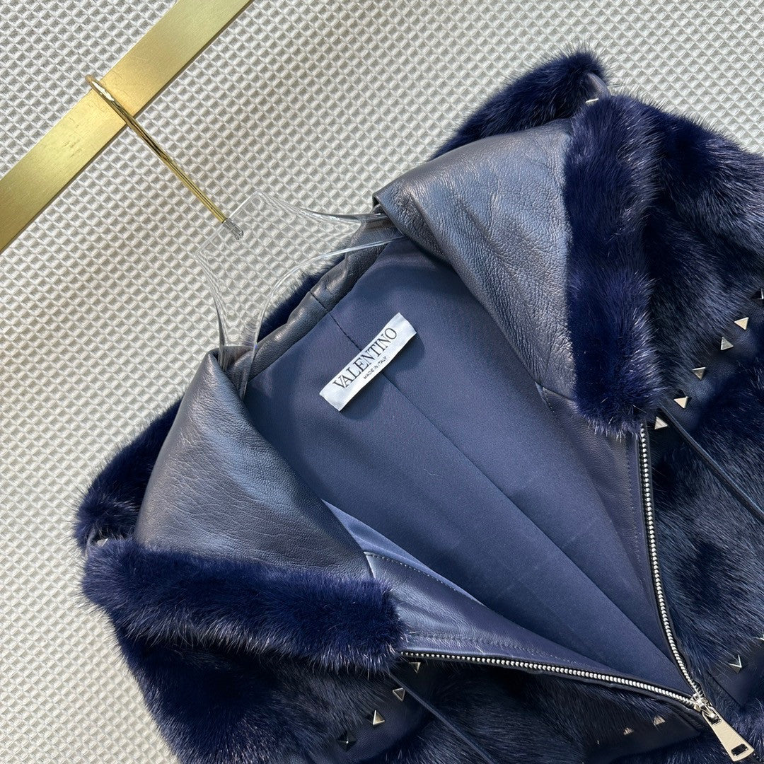 Valentino Rockstud Mink  Coat