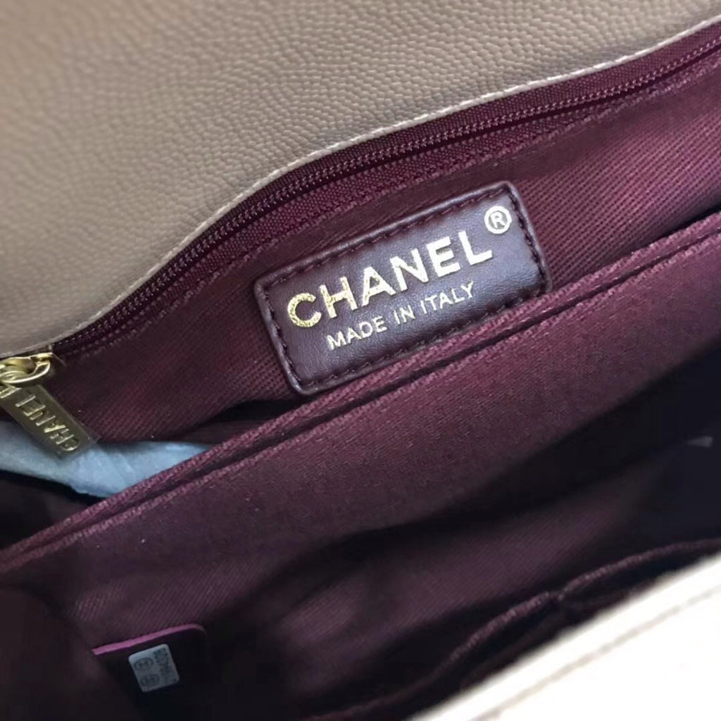 Chanel Caramel Calfskin/Lizard Coco Medium Handle Bag