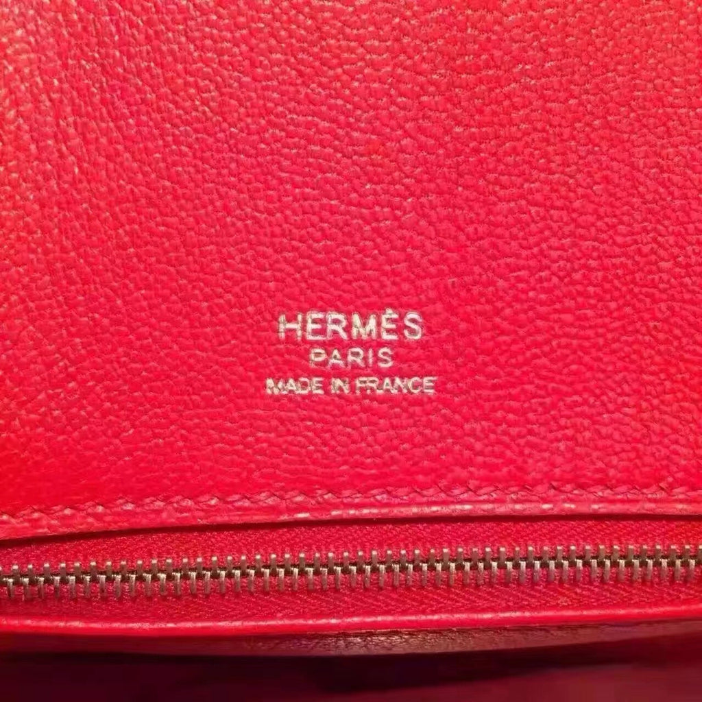 Hermes Limited Edition Rouge Vif Rose Dragee Ghillie Kelly 32cm Lizard Palladium Hardware