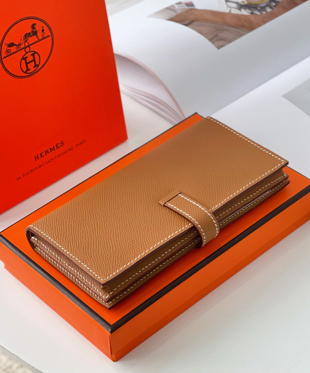 Hermes Bearn wallet  Gold Epsom