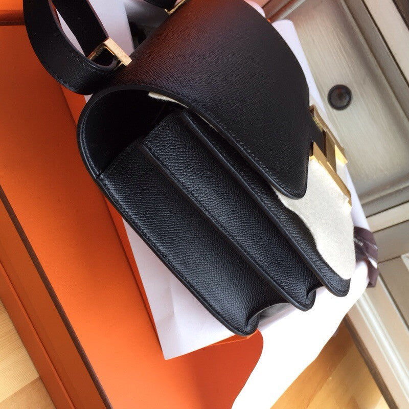 Hermes Black Constance 24 Epsom bag with Gold Hardwares