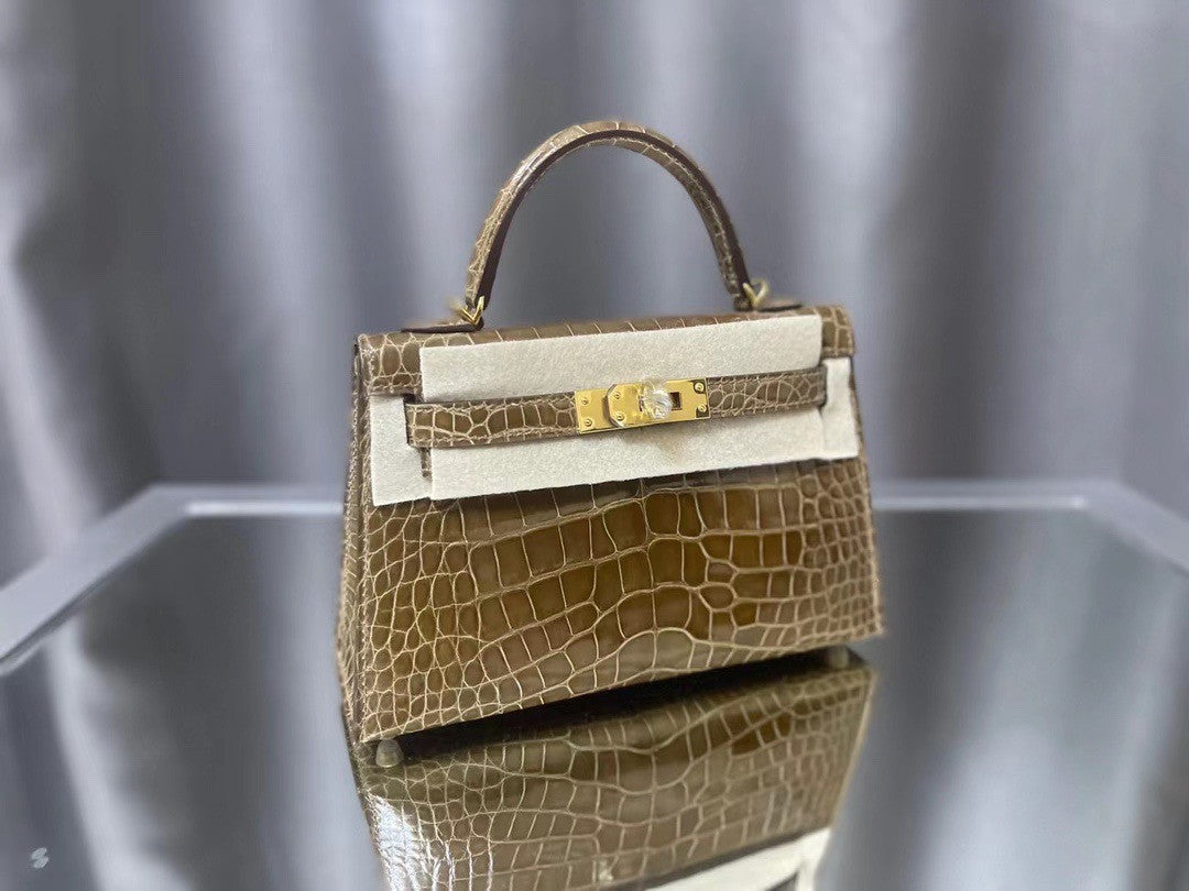Hermes Olive Mini Kelly II 20 Alligator Gold Hardware