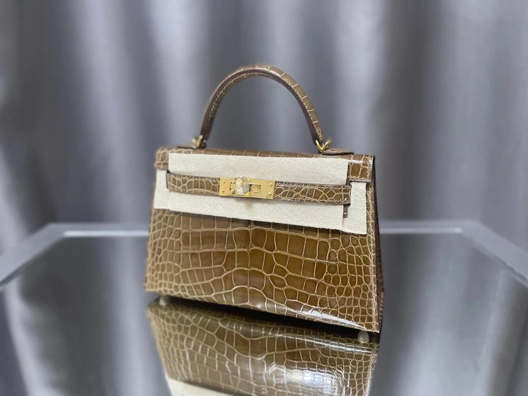 Hermes Olive Mini Kelly II 20 Alligator Gold Hardware