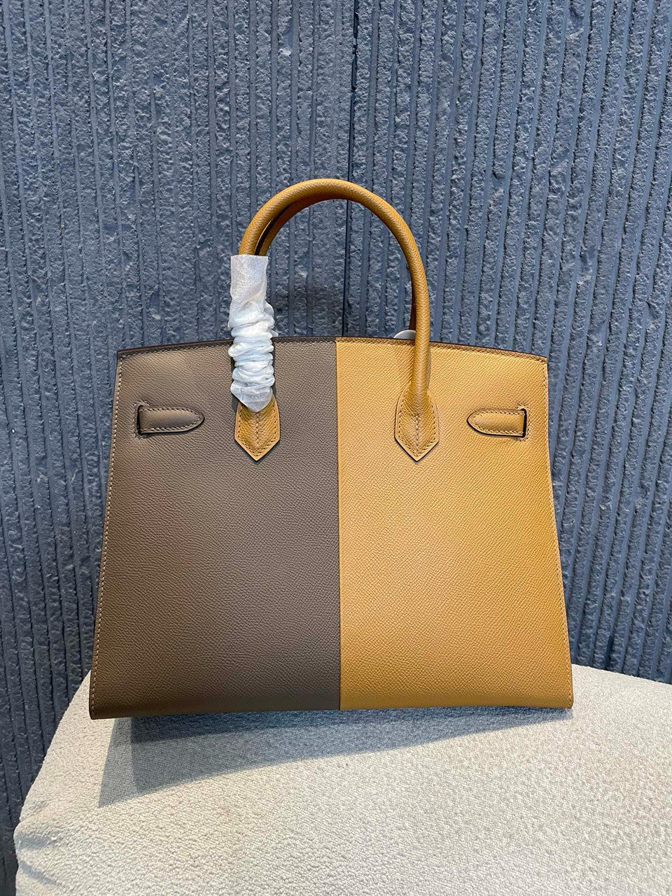 Hermès NEW HERMES BIRKIN SELLIER HANDBAG 30 SESAME EPSOM LEATHER SUIT & ETOUPE BAG