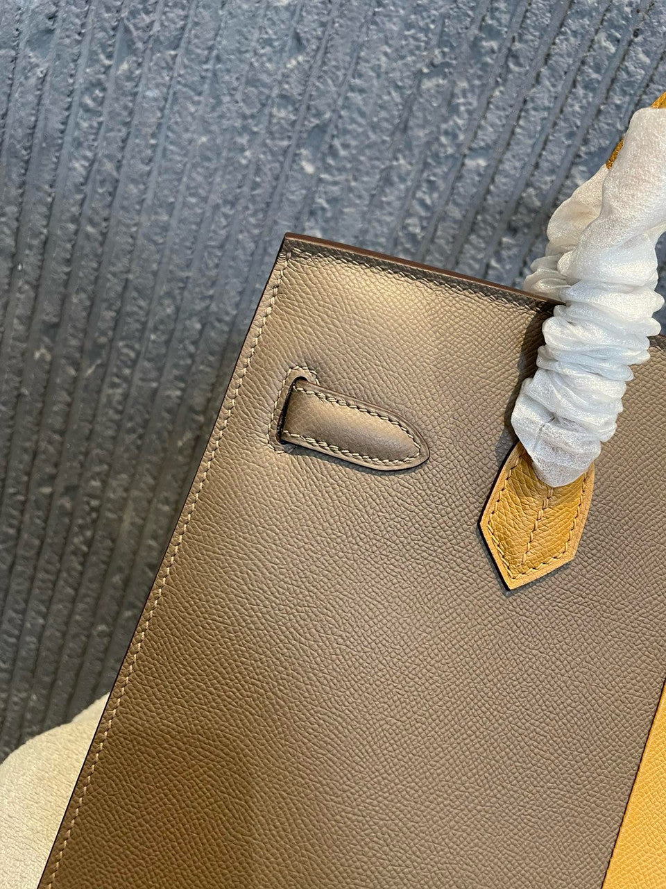 Hermès NEW HERMES BIRKIN SELLIER HANDBAG 30 SESAME EPSOM LEATHER SUIT & ETOUPE BAG