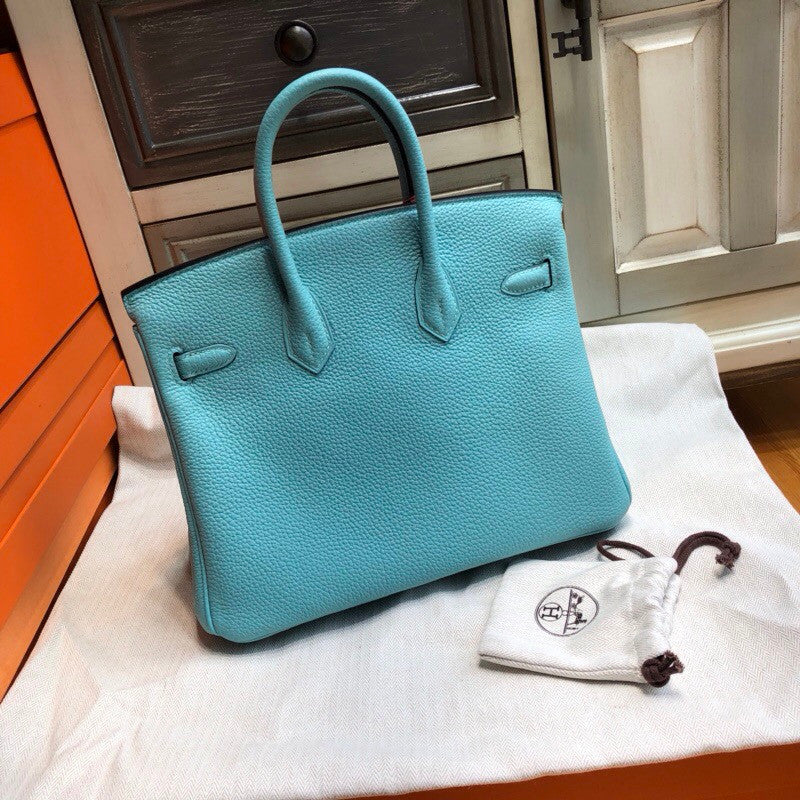 Hermes Blue Atoll 3P Birkin 25cm Togo Gold Hardware
