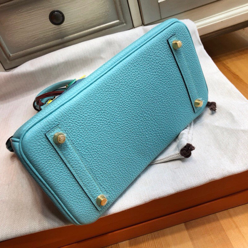Hermes Blue Atoll 3P Birkin 25cm Togo Gold Hardware