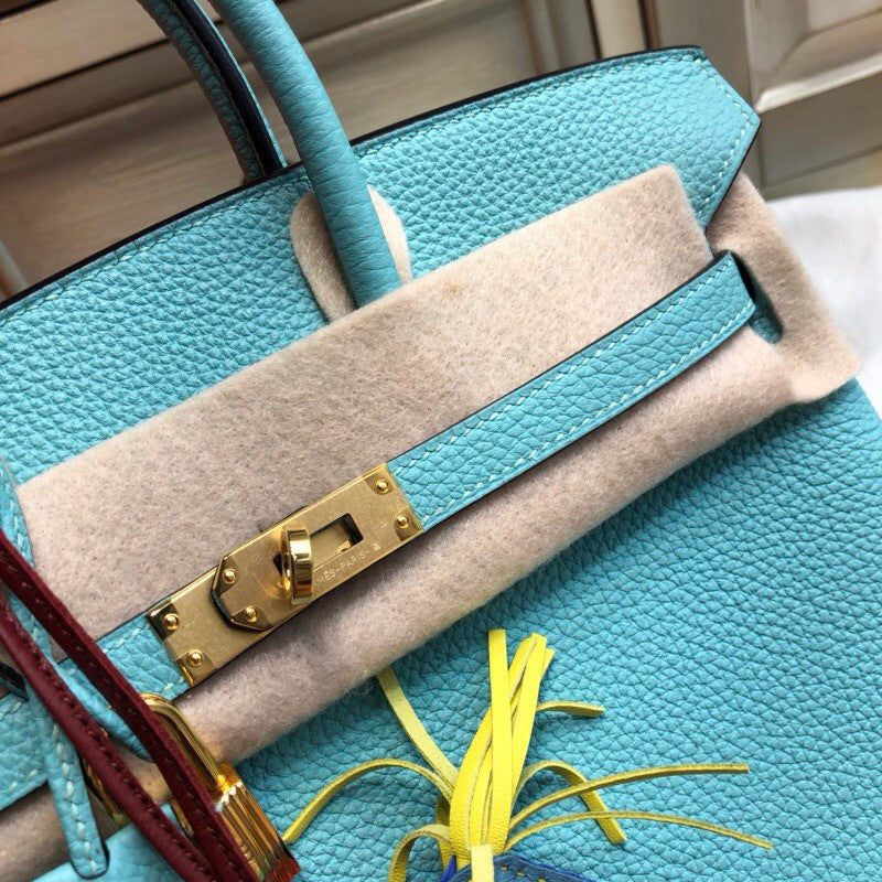Hermes Blue Atoll 3P Birkin 25cm Togo Gold Hardware