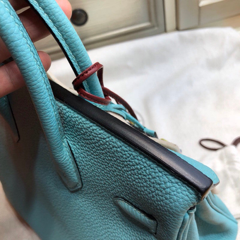 Hermes Blue Atoll 3P Birkin 25cm Togo Gold Hardware