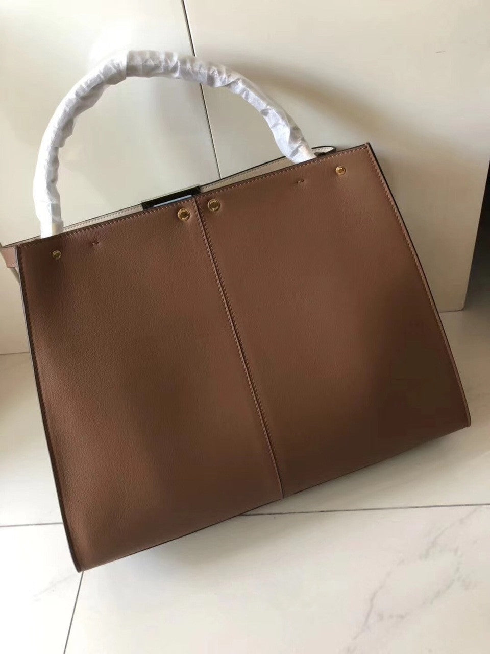 Fendi PEEKABOO X-LITE REGULAR Brown leather bag
