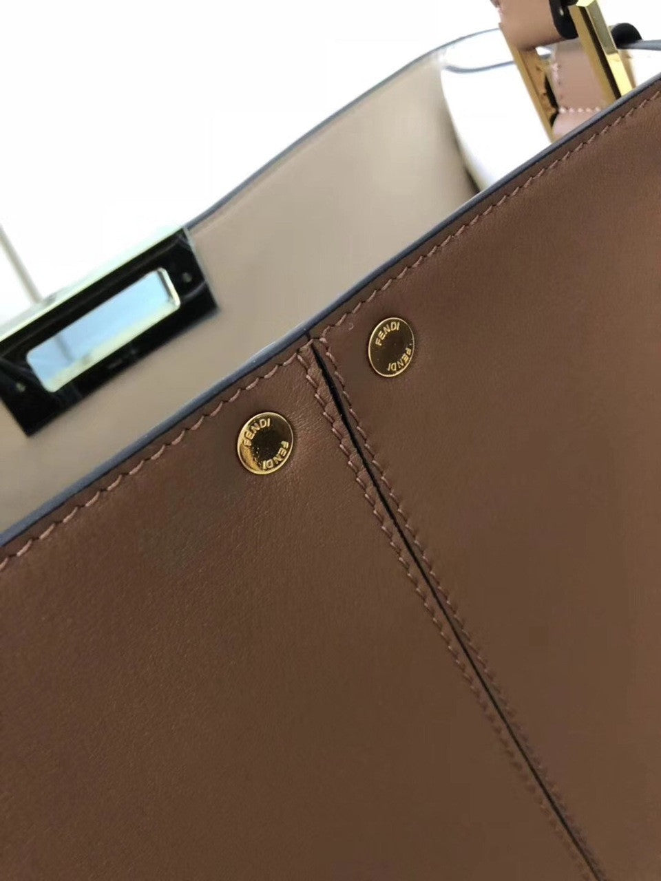 Fendi PEEKABOO X-LITE REGULAR Brown leather bag