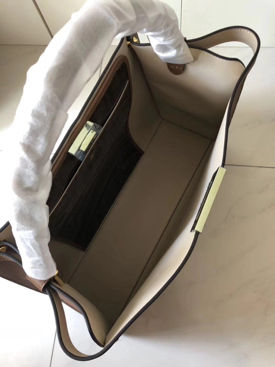 Fendi PEEKABOO X-LITE REGULAR Brown leather bag