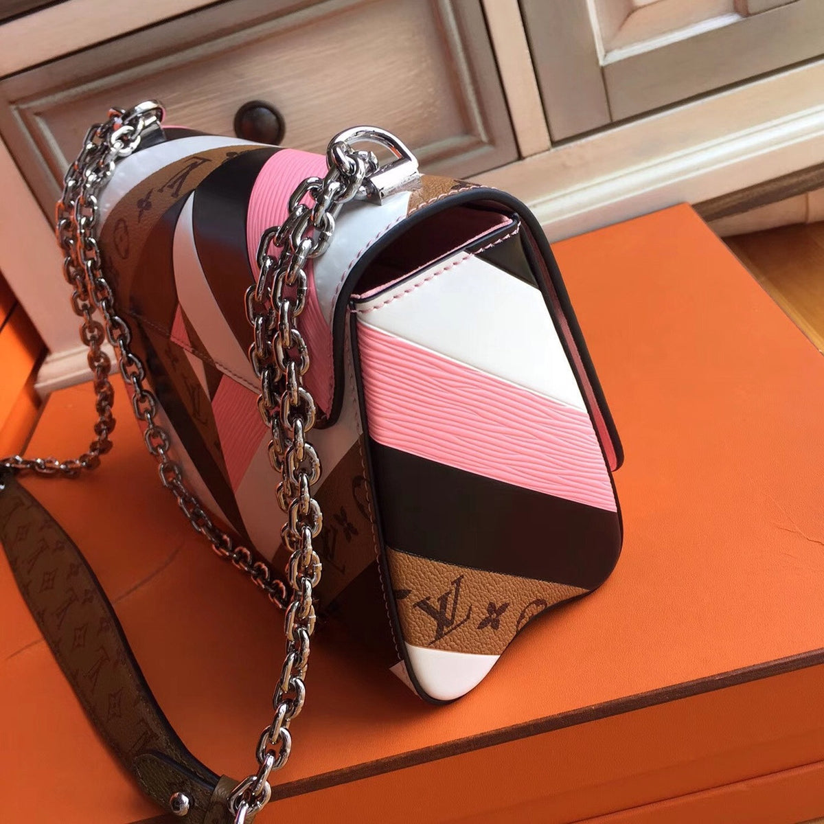 Louis Vuitton  White/Pink/Black and monogram Reverse Twist Bag  Limited Edition