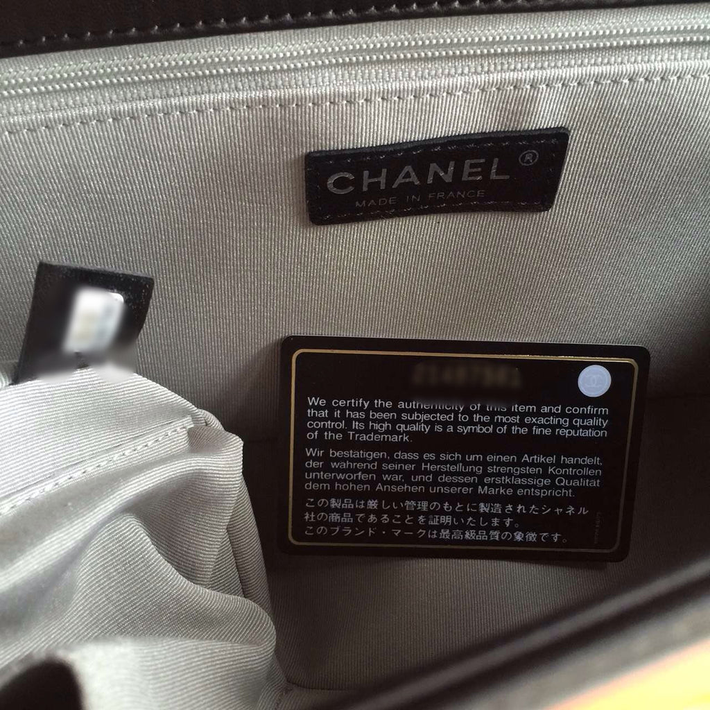 CHANEL Lambskin Black Large 28cm Boy Bag with Silver Hardware Chanel