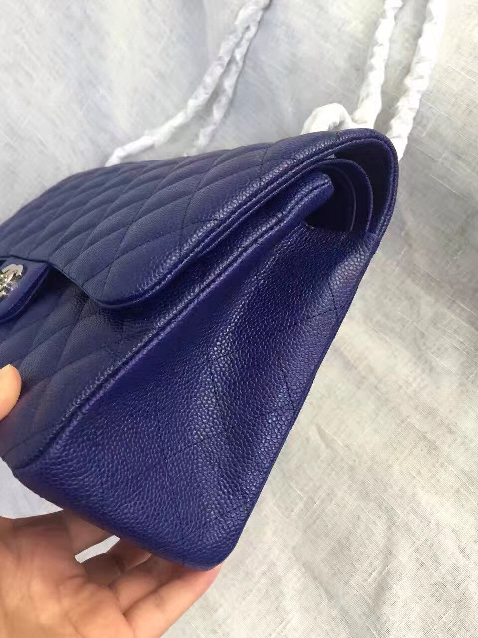Chanel Reissue 2.55 Flap Bag size 227 in Blue Caviar Leather