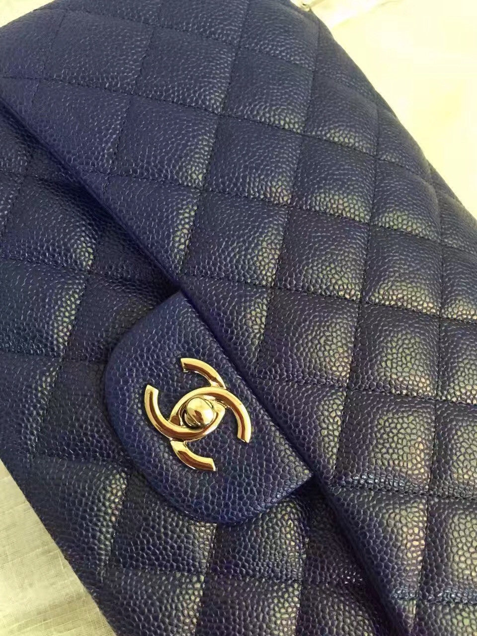 Chanel Reissue 2.55 Flap Bag size 227 in Blue Caviar Leather