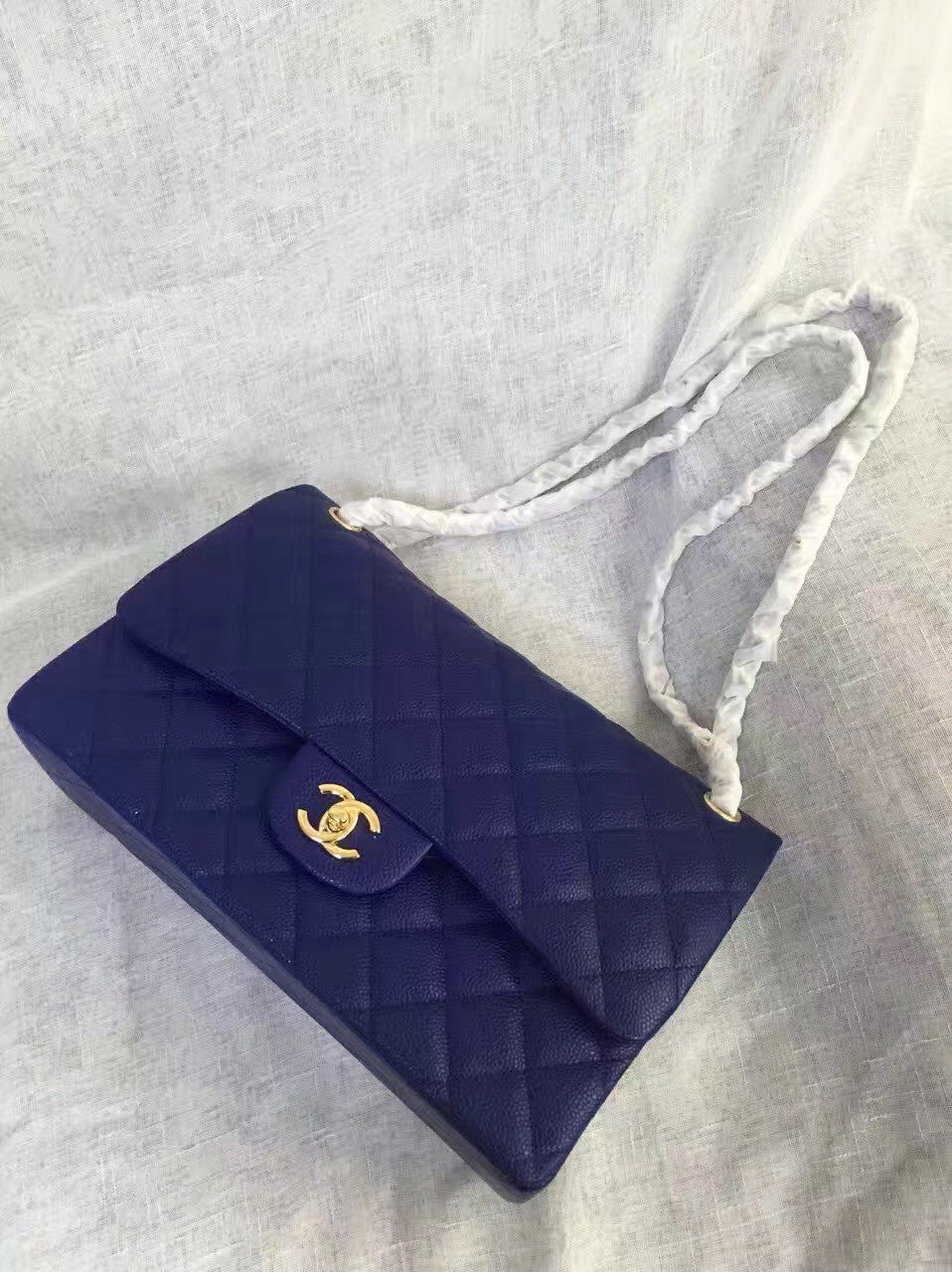 Chanel Reissue 2.55 Flap Bag size 227 in Blue Caviar Leather