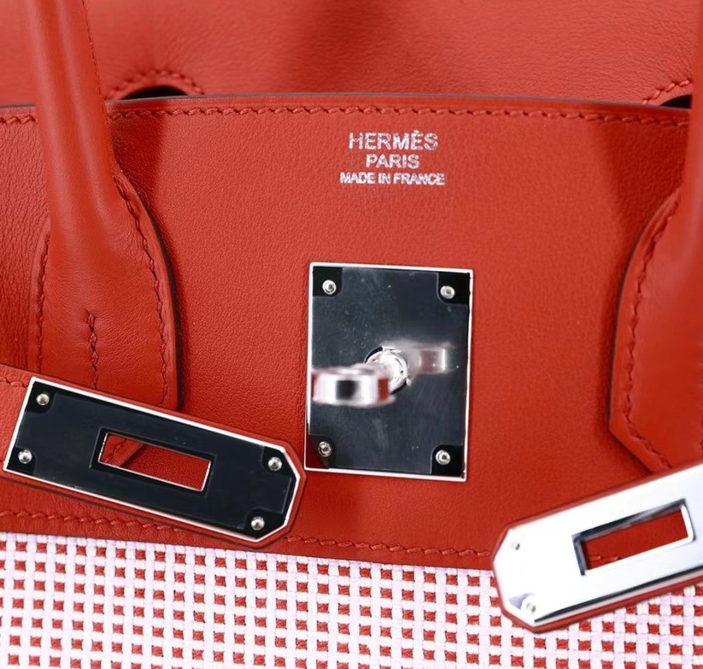 [Online Exclusive]Hermes Birkin 30 Toile Quadrille Terre Battue Swift leather PHW (New Toile 2022)