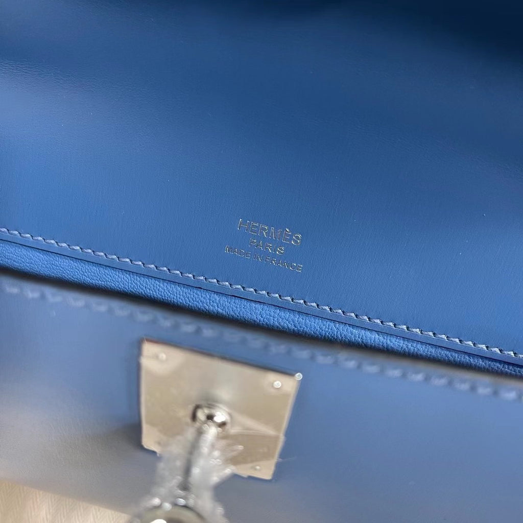 HERMES KELLY CUT CLUTCH BAG blue agate  GOLD HARDWARE