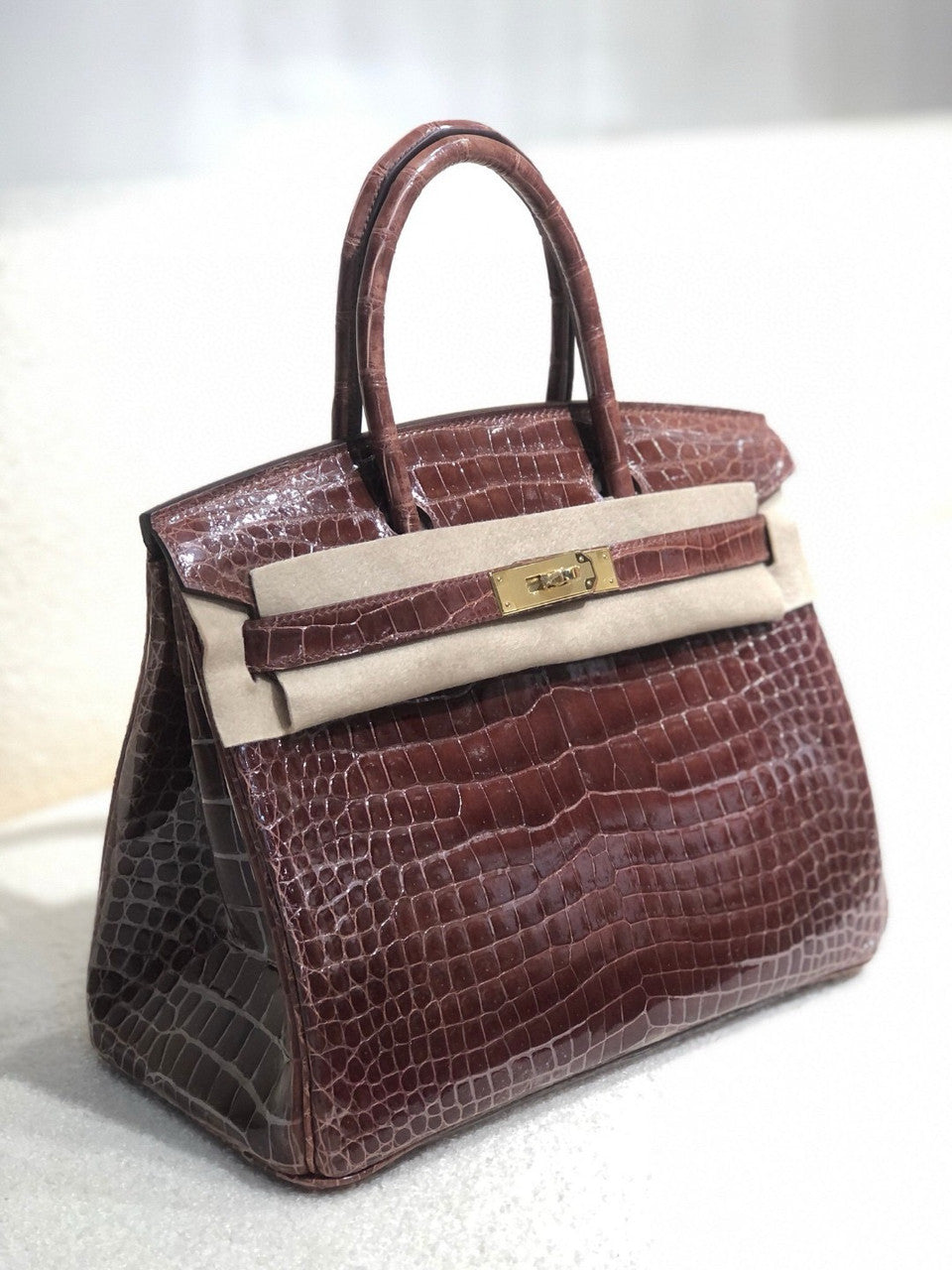Hermes Miel  Birkin 30 in Porosus  Crocodile with Gold hardware
