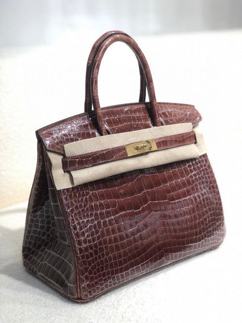 Hermes Miel  Birkin 30 in Porosus  Crocodile with Gold hardware