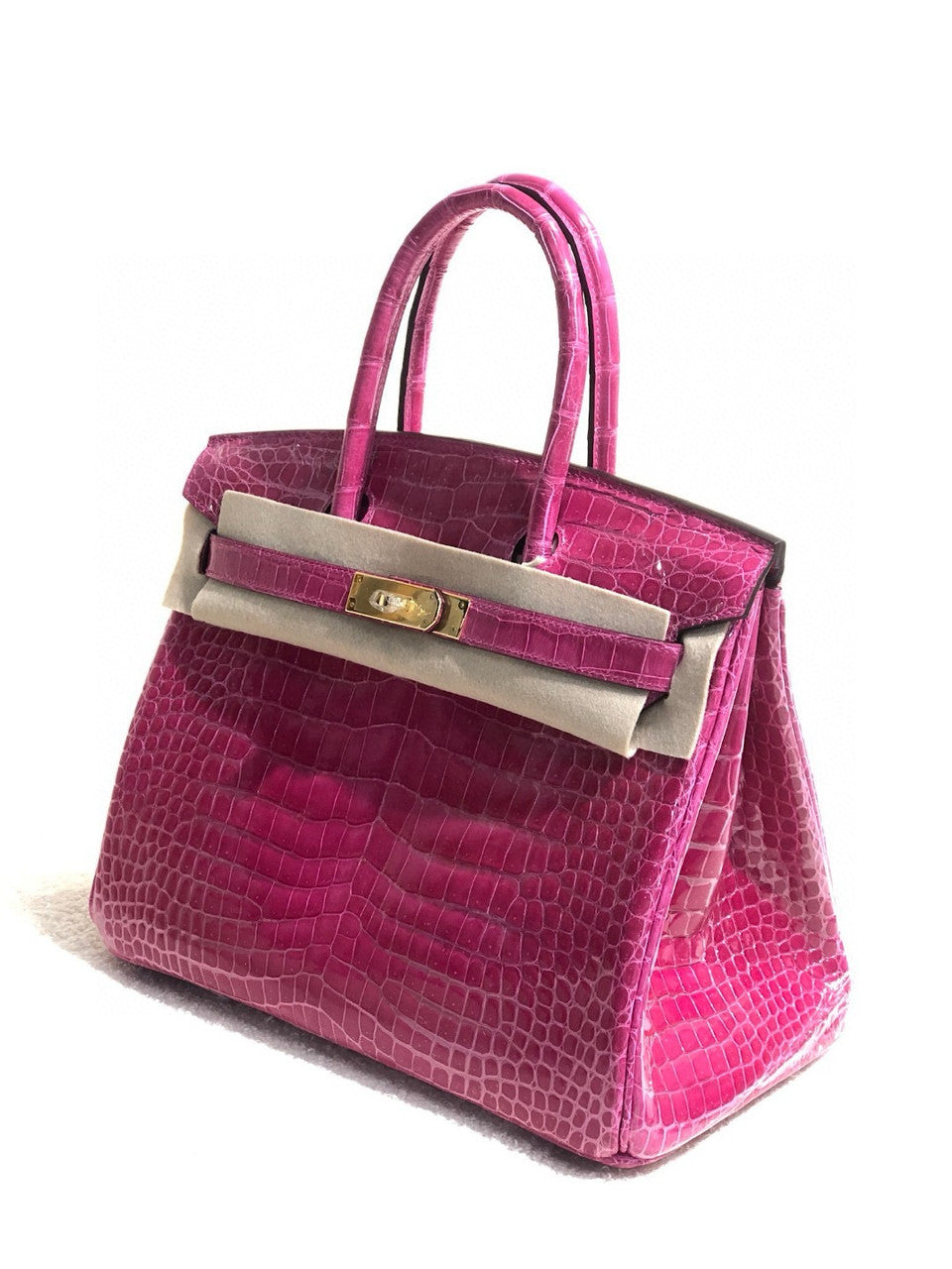 Hermes Rose Scheherazade  Birkin 30 in Porosus  Crocodile with Gold hardware
