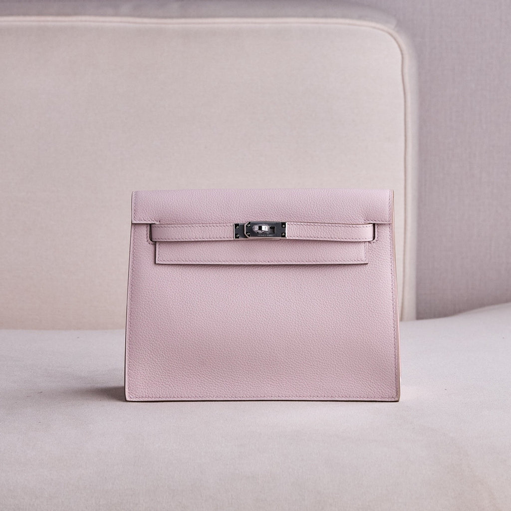 Hermes 09 MauvePale Kelly Danse Bag Evercolour Leather Palladium Hardware