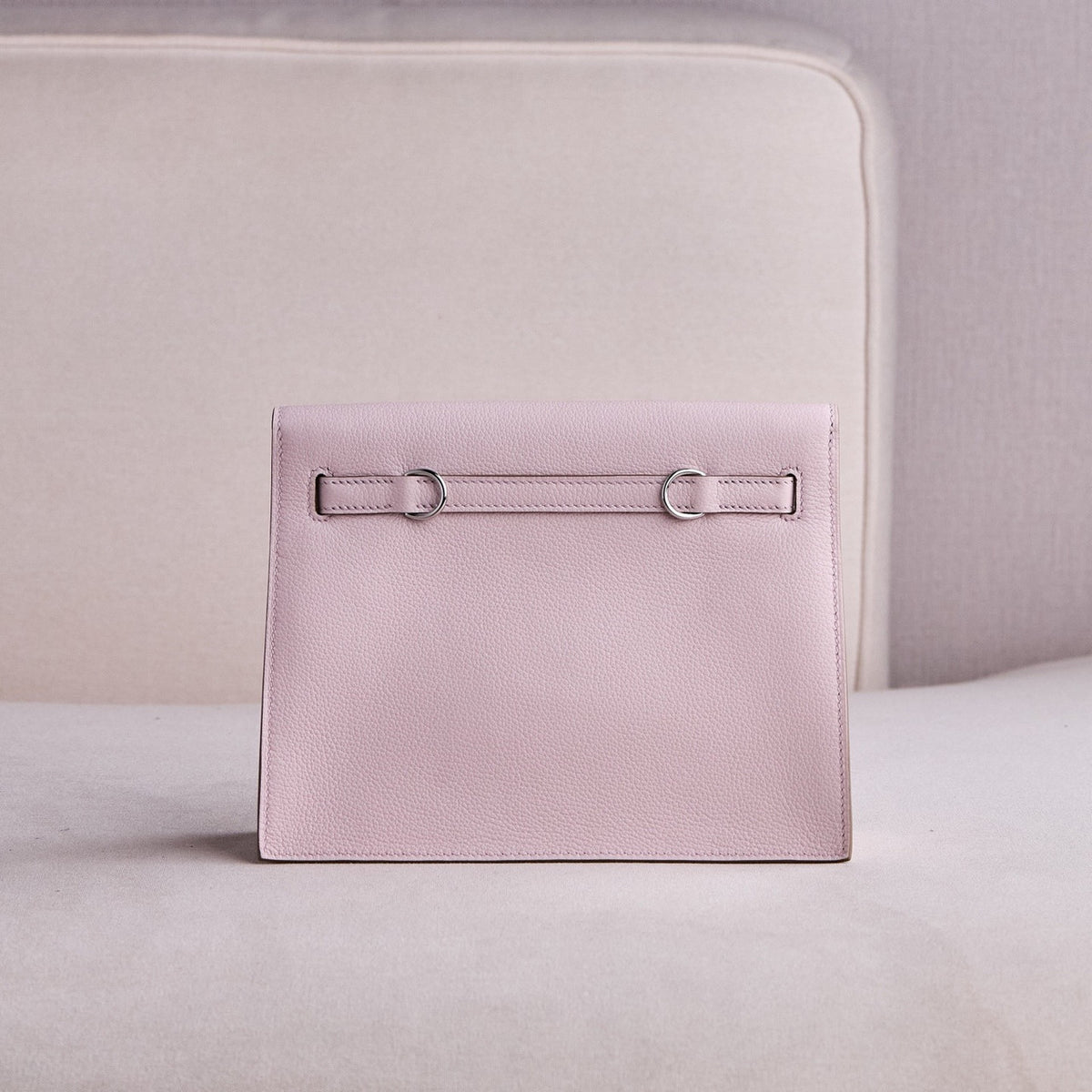 Hermes 09 MauvePale Kelly Danse Bag Evercolour Leather Palladium Hardware