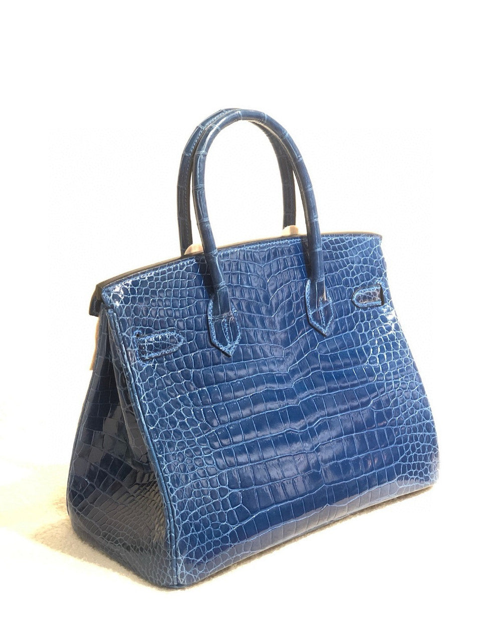 Hermes Blue Saphir Birkin 30 in Porosus  Crocodile with Gold hardware