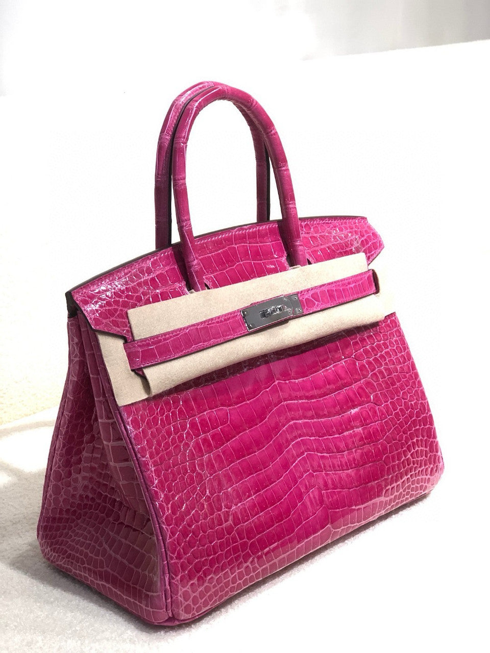 Hermes Rose Scheherazade Birkin 30 in Porosus  Crocodile with Palladium hardware