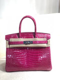 Hermes Rose Scheherazade Birkin 30 in Porosus  Crocodile with Palladium hardware