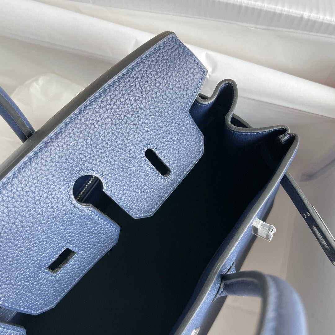 Hermes Bleu Electric Birkin 25 cm Togo Palladium Hardware