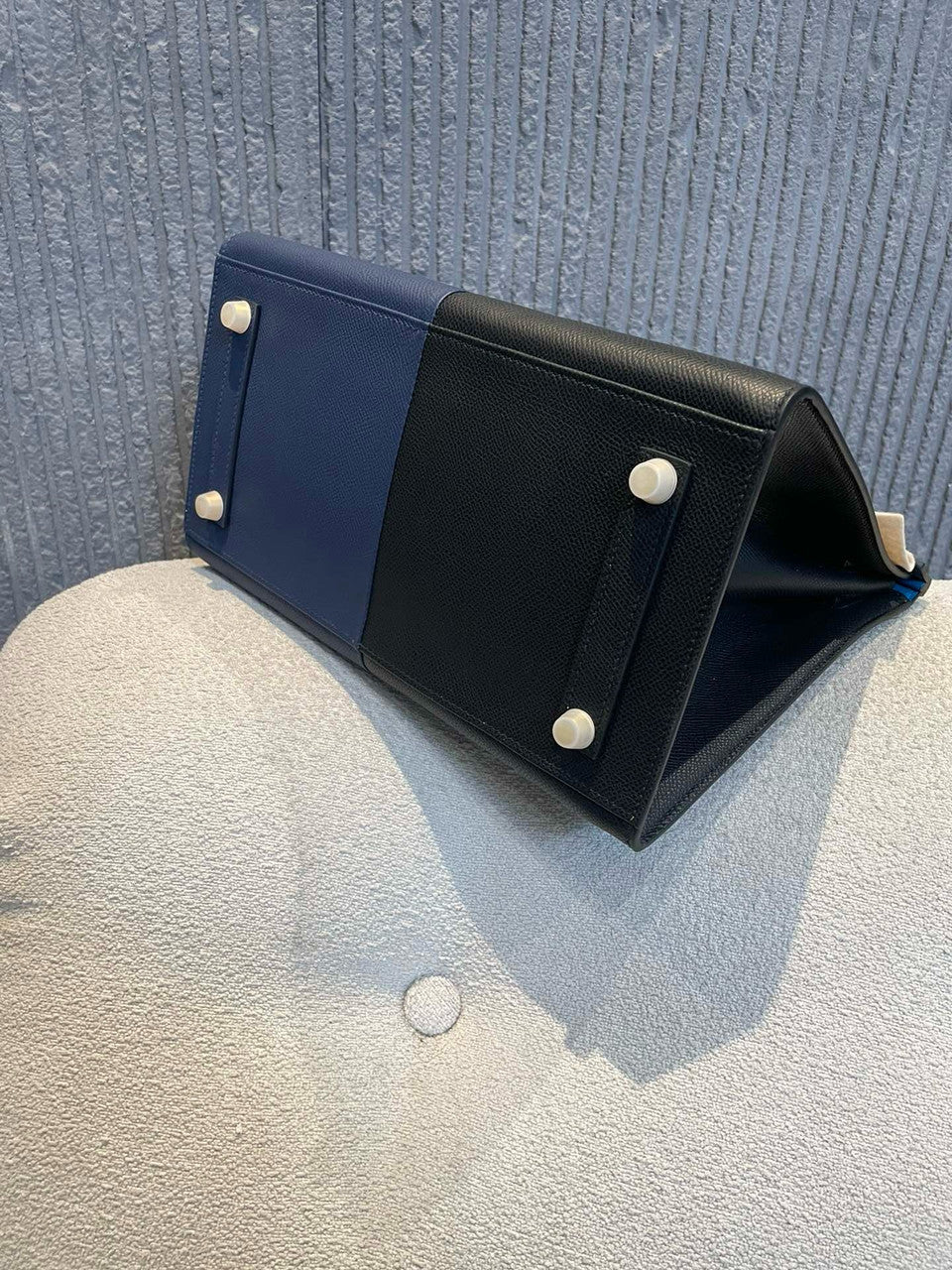 Hermes Tri-Coloured Birkin Sellier 30  Bleu Encre/Bleu Electrique Epsom Hardware Palladium