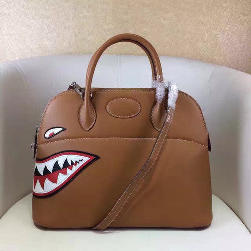 Hermes limited edition Gold Togo Leather Shark Bolide 45 with palladium hardware