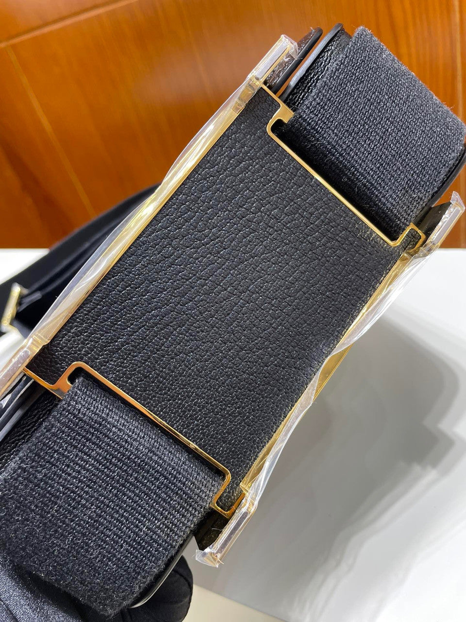 Hermès Geta Black Chevre Palladium Hardware