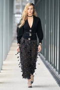 Chanel Limited Edition Swarovski Crystal Feather Long Skirt