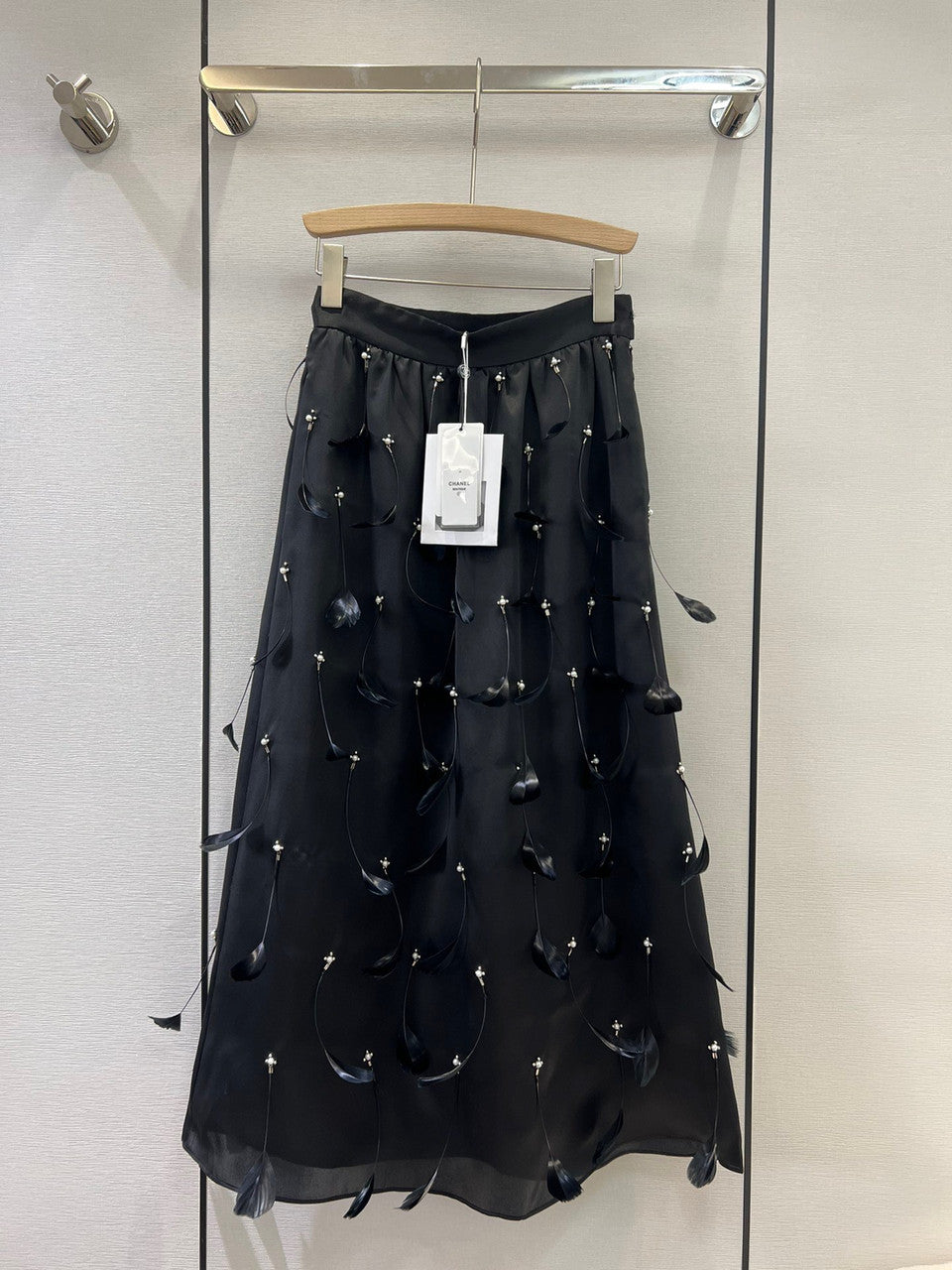 Chanel Limited Edition Swarovski Crystal Feather Long Skirt
