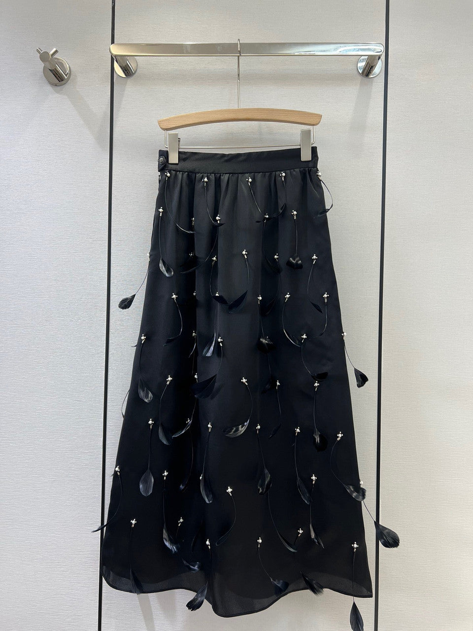 Chanel Limited Edition Swarovski Crystal Feather Long Skirt