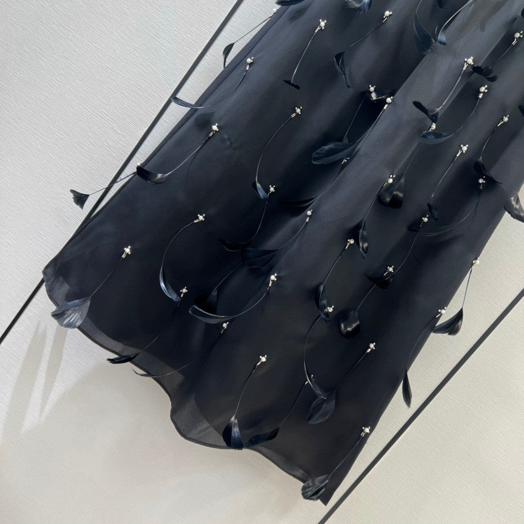 Chanel Limited Edition Swarovski Crystal Feather Long Skirt