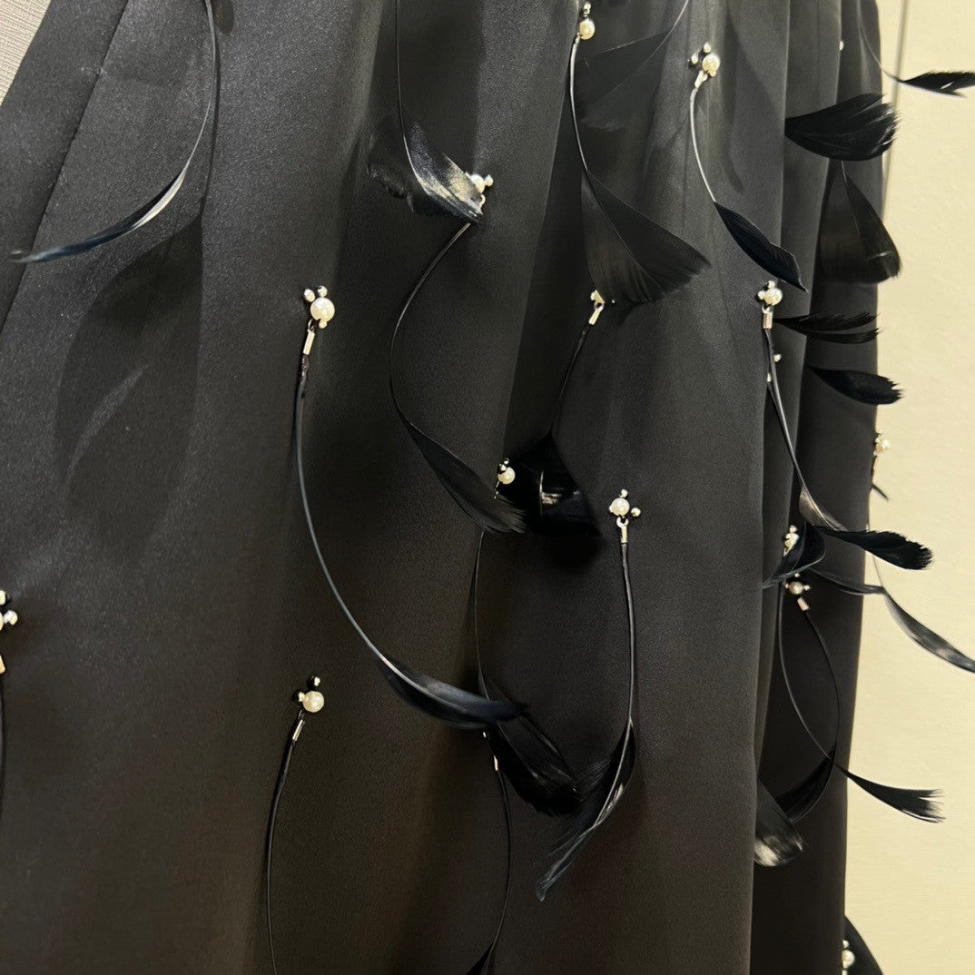 Chanel Limited Edition Swarovski Crystal Feather Long Skirt