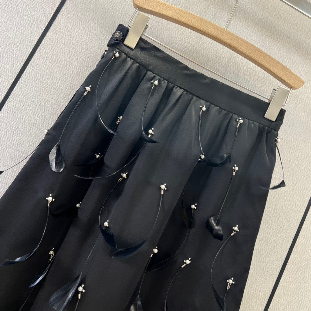 Chanel Limited Edition Swarovski Crystal Feather Long Skirt