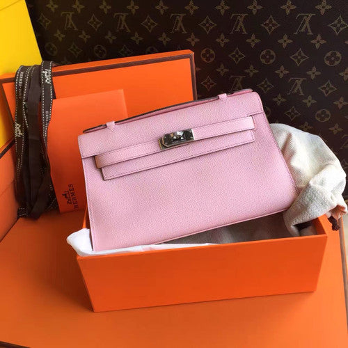 Hermès P1 Sakura Pink Mini Kelly Pochette Epsom Leather Palladium Hardware