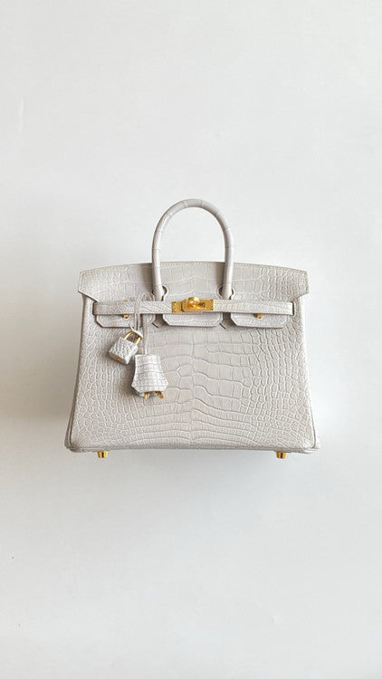 HERMES BIRKIN 30 BAG GRIS PEREPE ALLIGATOR GOLD HARDWARE Hermes