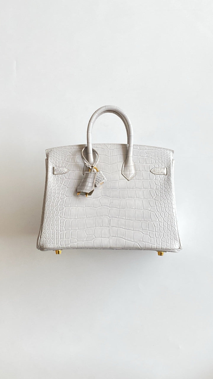 HERMES BIRKIN 30 BAG GRIS PEREPE ALLIGATOR GOLD HARDWARE Hermes