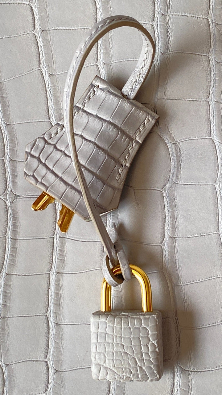 HERMES BIRKIN 30 BAG GRIS PEREPE ALLIGATOR GOLD HARDWARE Hermes