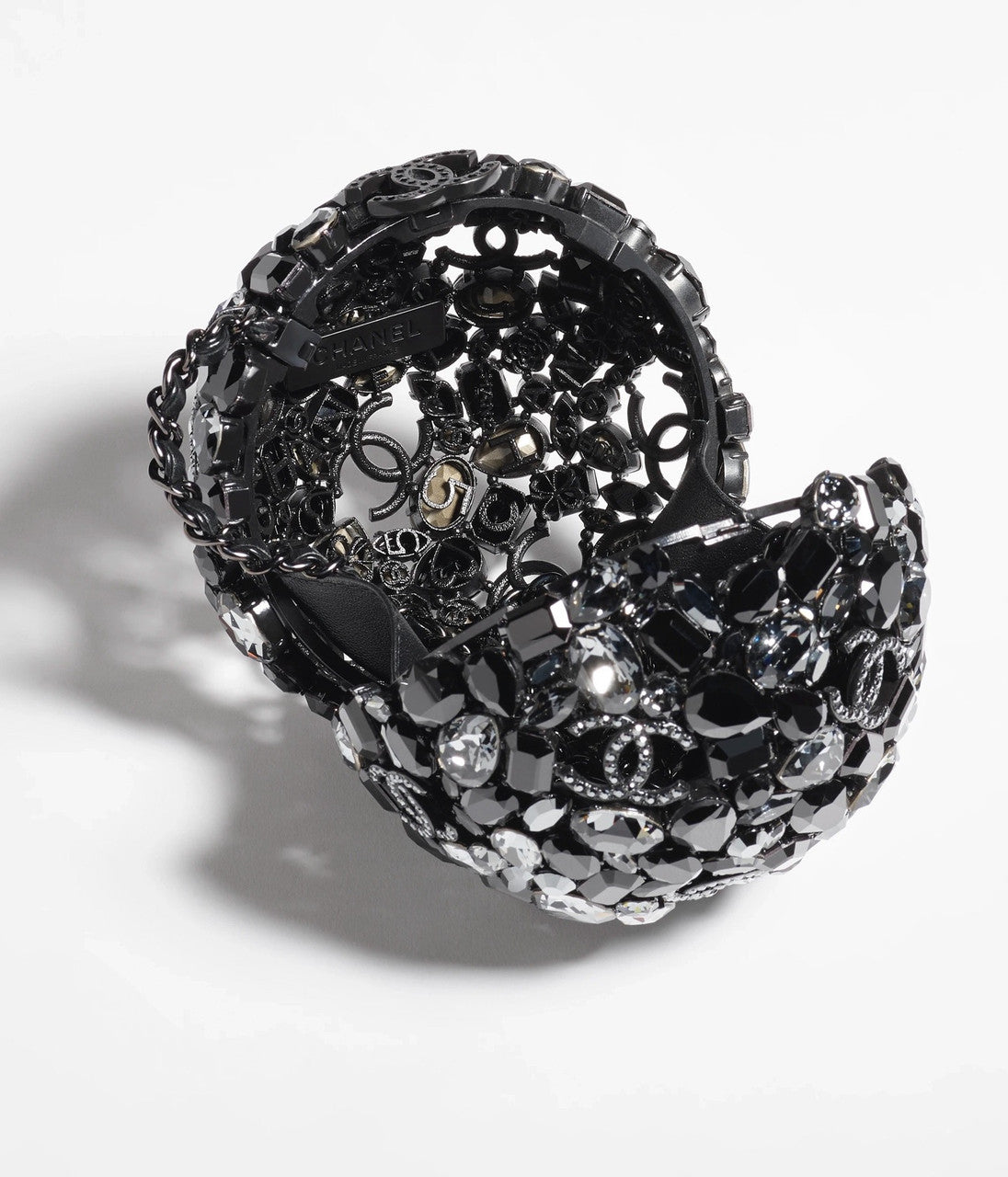 Chanel Sphere minaudiere, Strass & black metal, black