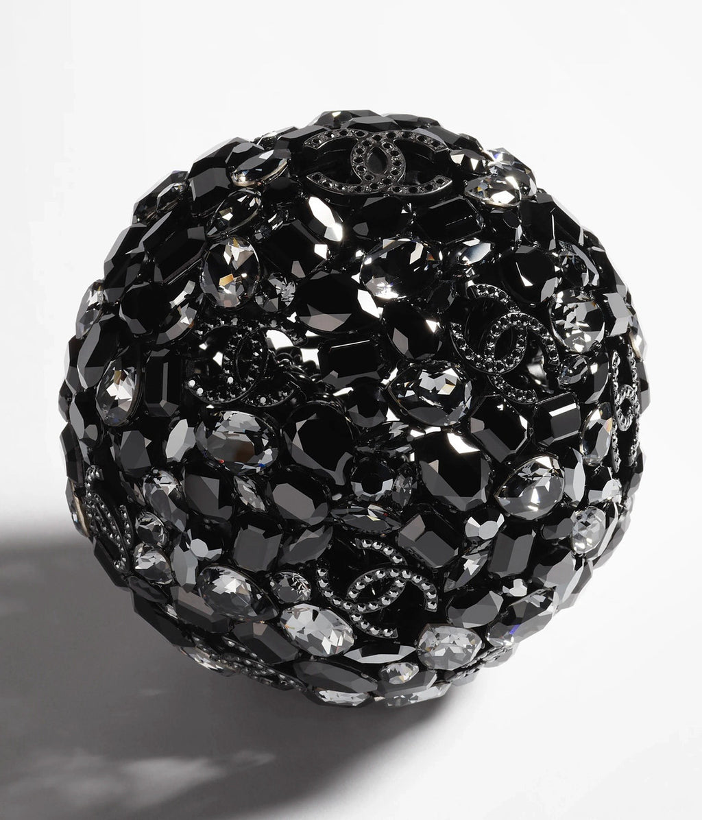 Chanel Sphere minaudiere, Strass & black metal, black