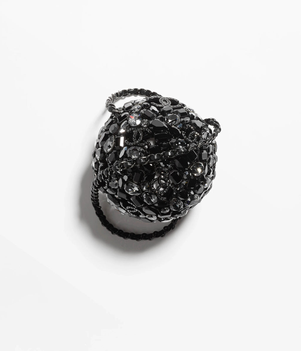 Chanel Sphere minaudiere, Strass & black metal, black