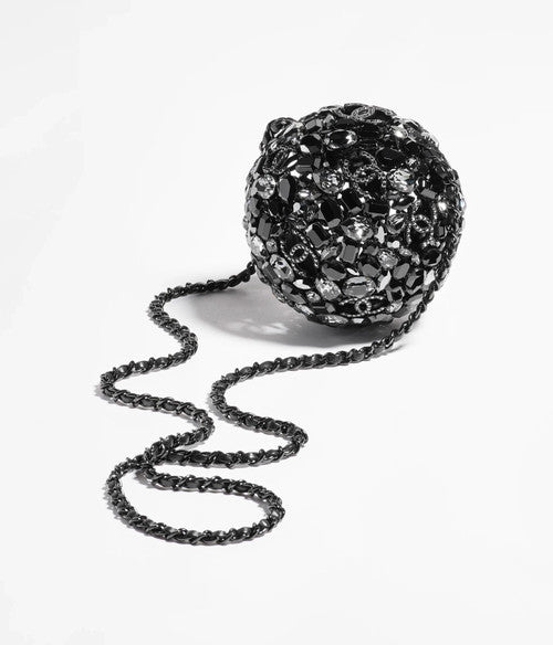 Chanel Sphere minaudiere, Strass & black metal, black