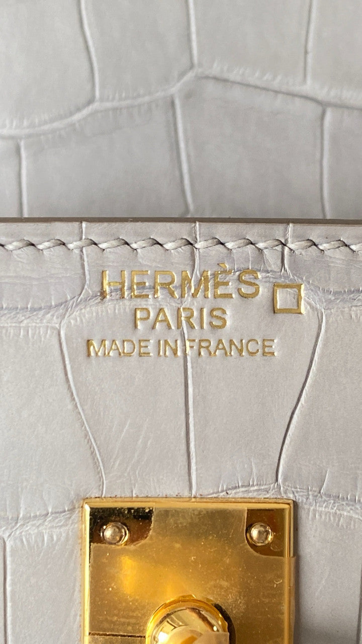 HERMES BIRKIN 30 BAG GRIS PEREPE ALLIGATOR GOLD HARDWARE Hermes